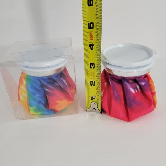 2 New Rainbow Pattern Ice Packs with Screw Top Lid - Picture 3 of 3